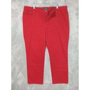 Ralph Lauren Jeans Womens 16W Red Denim Straight Leg Mid Rise Crop Stretch